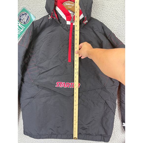 Starter Anorak Pullover Hooded Jacket Mens Large Black Coat $225 Vintage Retro - Picture 2 of 8